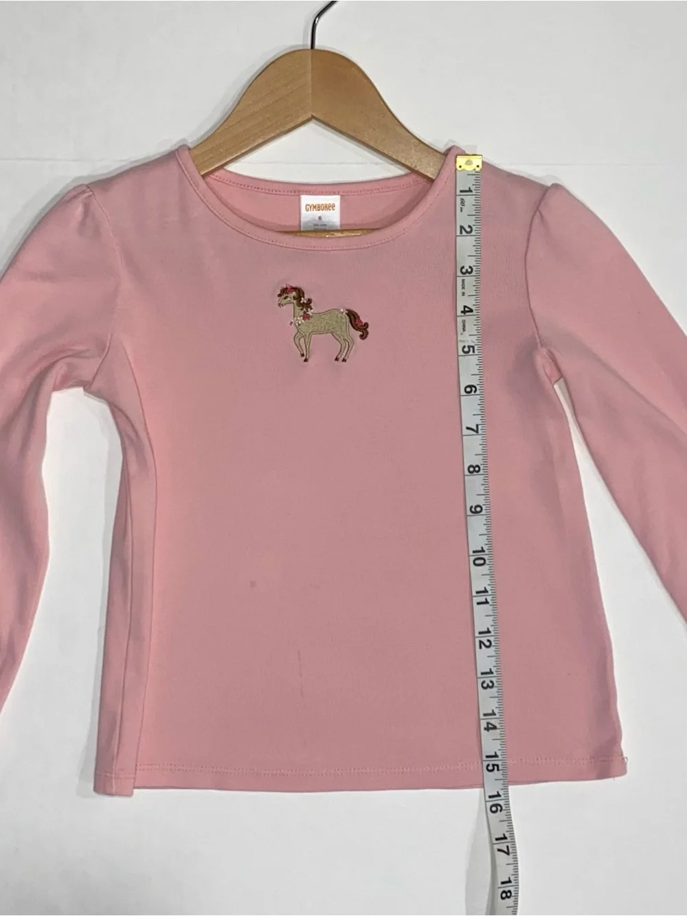 Gymboree Girls Pink Long Sleeve Tee with Embroidered Pony Size 6